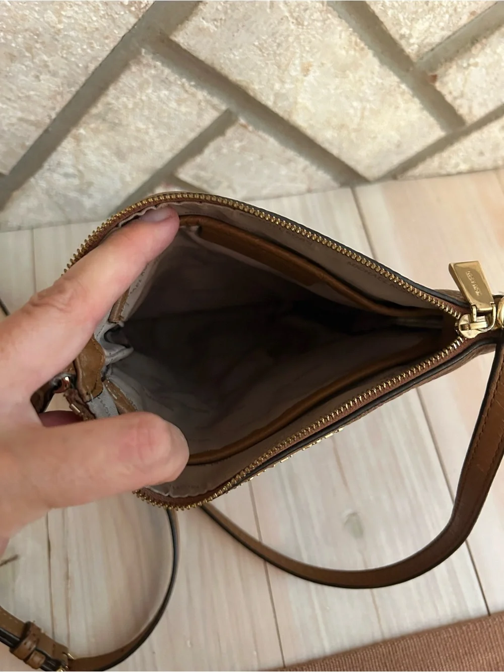 Michael Kors Cognac Pebbled Leather Crossbody
